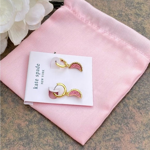 NWT KATE SPADE ♠️ FRUIT SALAD PAVE GRAPEFRUIT HUGGIES EARRINGS - Picture 7 of 9